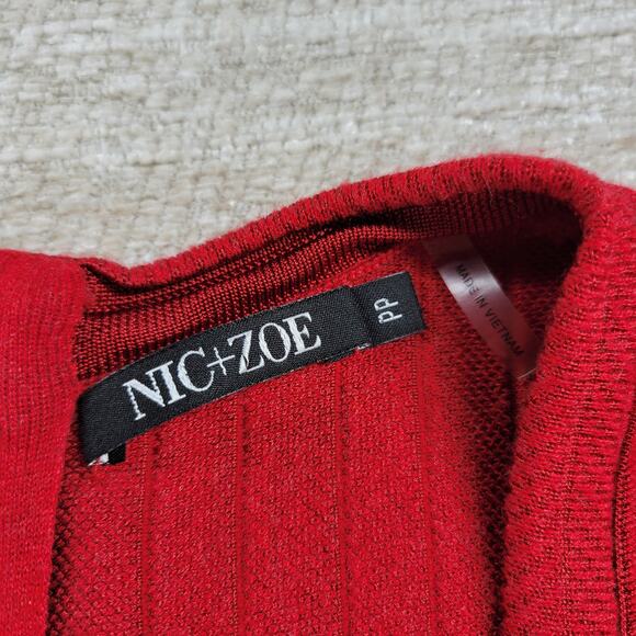 Nic + Zoe Red Knit Dress & Cardigan Set Size 2P Fit & Flare Ribbed Sweater 2pc - Picture 2 of 16